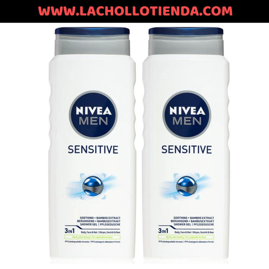 Nivea Men Sensitive gel de ducha para cabello y cuerpo 2x250ml
